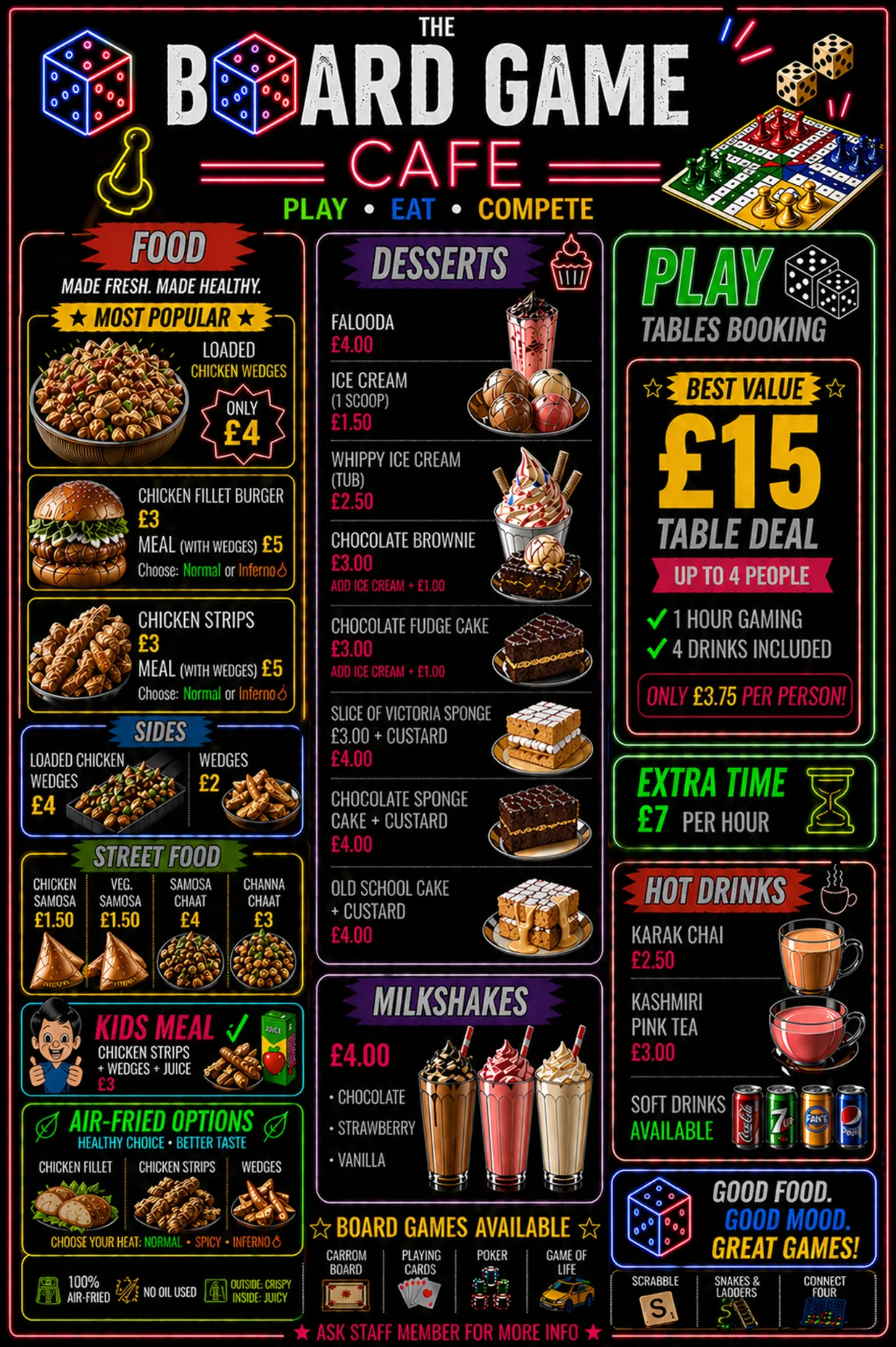 The Board Game Cafe main menu poster