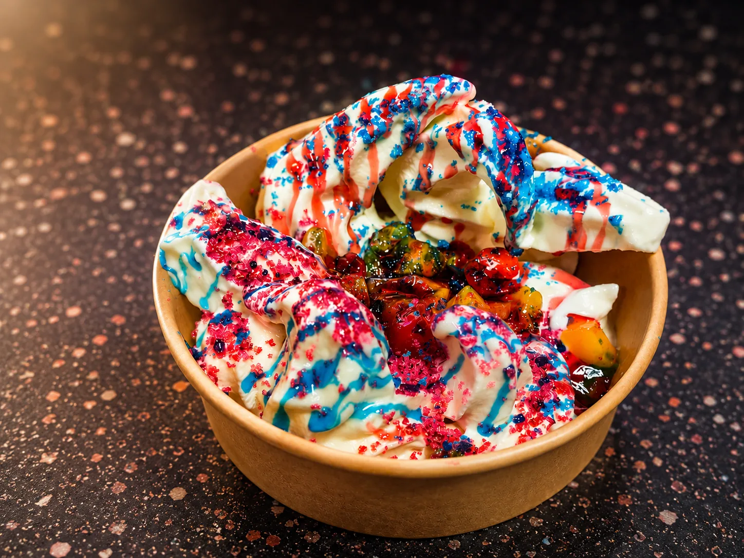 Rainbow Whippy Wipeout dessert